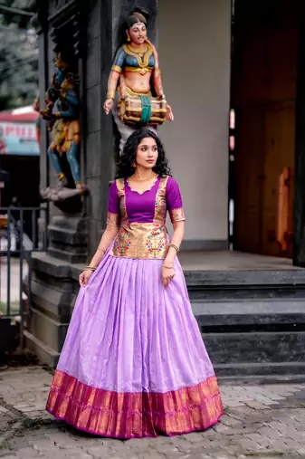 Women's Cotton Silk Jacquard Zari Work Lehenga Choli