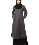 2 Piece Women Abaya Burqa Dress Double Color Sided Pocket