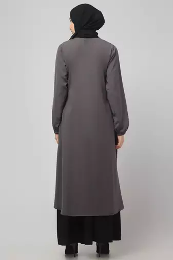 2 Piece Women Abaya Burqa Dress Double Color Sided Pocket