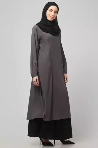 2 Piece Women Abaya Burqa Dress Double Color Sided Pocket