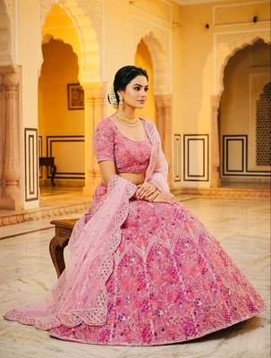 PINK EMBROIDERY lehenga CHOLI  2