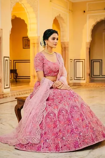 PINK EMBROIDERY lehenga CHOLI 
