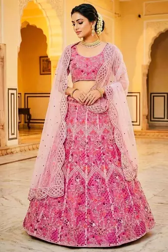 PINK EMBROIDERY lehenga CHOLI 
