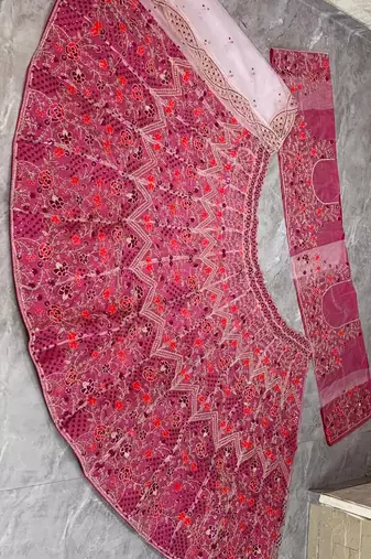 PINK EMBROIDERY lehenga CHOLI 