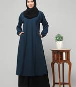 2 piece  Abaya for womens Dress Double Color Sided Pocket