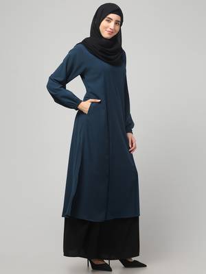 2 piece  Abaya for womens Dress Double Color Sided Pocket 3