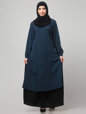 2 piece  Abaya for womens Dress Double Color Sided Pocket 4