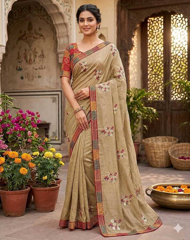 White chiffon saree with blouse