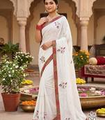 White chiffon saree with blouse