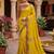 Yellow chiffon saree with blouse