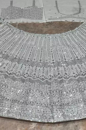 GREY FAUX GEORGETTE EMBROIDERY lehenga CHOLI