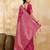 Pink Jacquard silk blend Rich Woven Zari Border Traditional Saree With Unstitched Blouse Piece