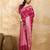 Pink Jacquard silk blend Rich Woven Zari Border Traditional Saree With Unstitched Blouse Piece