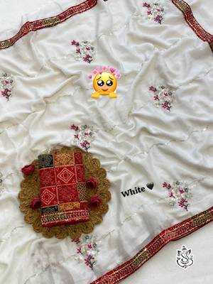 White chiffon saree with blouse 2