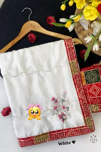 White chiffon saree with blouse