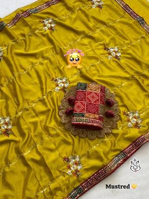 Yellow chiffon saree with blouse 2