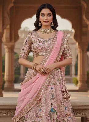 Pink georgette embroidery lehenga CHOLI 1