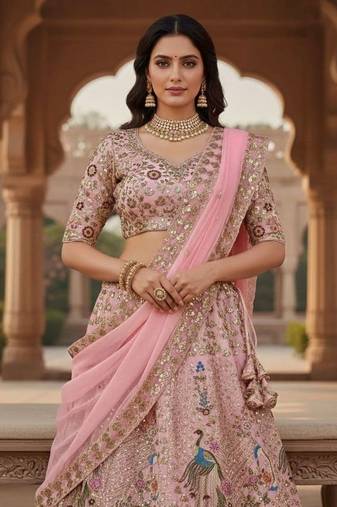 Pink georgette embroidery lehenga CHOLI
