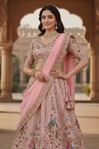 Pink georgette embroidery lehenga CHOLI