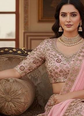 Pink georgette embroidery lehenga CHOLI 3