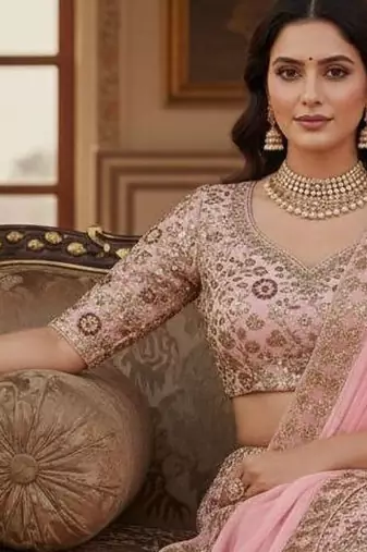 Pink georgette embroidery lehenga CHOLI