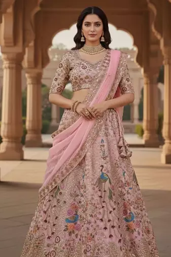 Pink georgette embroidery lehenga CHOLI