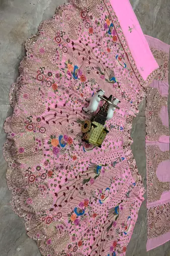 Pink georgette embroidery lehenga CHOLI