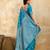Turquoise Jacquard silk blend Rich Woven Zari Border Traditional Saree With Unstitched Blouse Piece