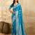 Turquoise Jacquard silk blend Rich Woven Zari Border Traditional Saree With Unstitched Blouse Piece