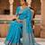 Turquoise Jacquard silk blend Rich Woven Zari Border Traditional Saree With Unstitched Blouse Piece