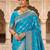 Turquoise Jacquard silk blend Rich Woven Zari Border Traditional Saree With Unstitched Blouse Piece