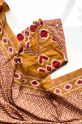 Elegant Pure Cotton Printed Suit Set with matching pant & soft dupatta