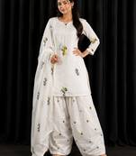 Elegant mull chanderi kurti farshi salwar set with dupatta