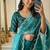 Teal Color embroidery work Chiffon Saree
