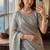 Light Grey Color  sequence and zari embroidered Work  Silk Blend Saree