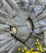 Light Grey Color  sequence and zari embroidered Work  Silk Blend Saree