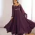 Tranding foux georgette dori work wine readymade ethnic gown