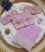 Light Lavender Color ThreadWork Butta And Border Work Organza Saree
