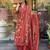 Red Floral Anarkali Frock Style V-Neck Indian Pakistani Salwar Kameez Kurti Pant Dupatta Set