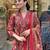 Red Floral Anarkali Frock Style V-Neck Indian Pakistani Salwar Kameez Kurti Pant Dupatta Set