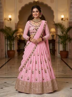 Pink georgette embroidery lehenga CHOLI 1