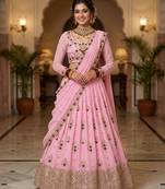 Pink georgette embroidery lehenga CHOLI