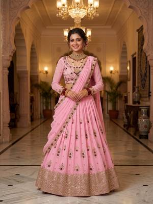 Pink georgette embroidery lehenga CHOLI 2
