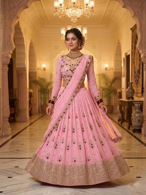 Pink georgette embroidery lehenga CHOLI 3