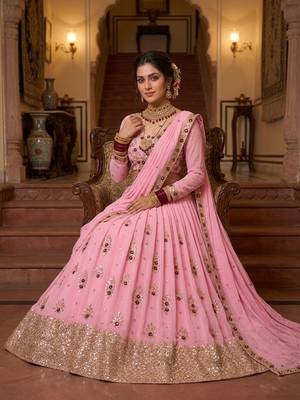 Pink georgette embroidery lehenga CHOLI 4