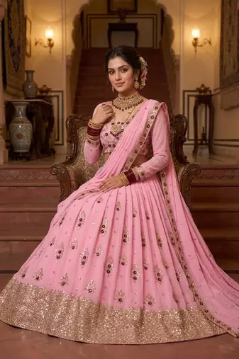 Pink georgette embroidery lehenga CHOLI