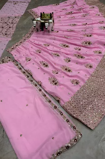 Pink georgette embroidery lehenga CHOLI