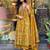 Yellow Anarkali Frock Style V-Neck Indian Pakistani Salwar Kameez Kurti Pant Dupatta Set