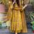Yellow Anarkali Frock Style V-Neck Indian Pakistani Salwar Kameez Kurti Pant Dupatta Set