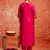 Floral embroidered viscose rayon v neck kurta trouser & dupatta set